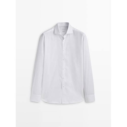 Плотная хлопчатобумажная рубашка с текстурой slim fit