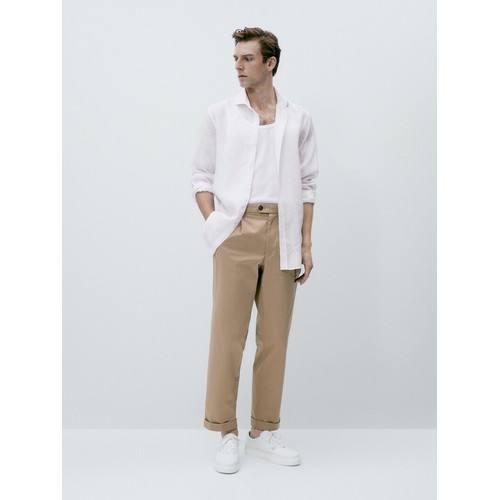 100% льняная рубашка slim fit из окрашенного льна