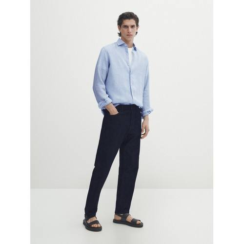 100% льняная рубашка slim fit из окрашенного льна
